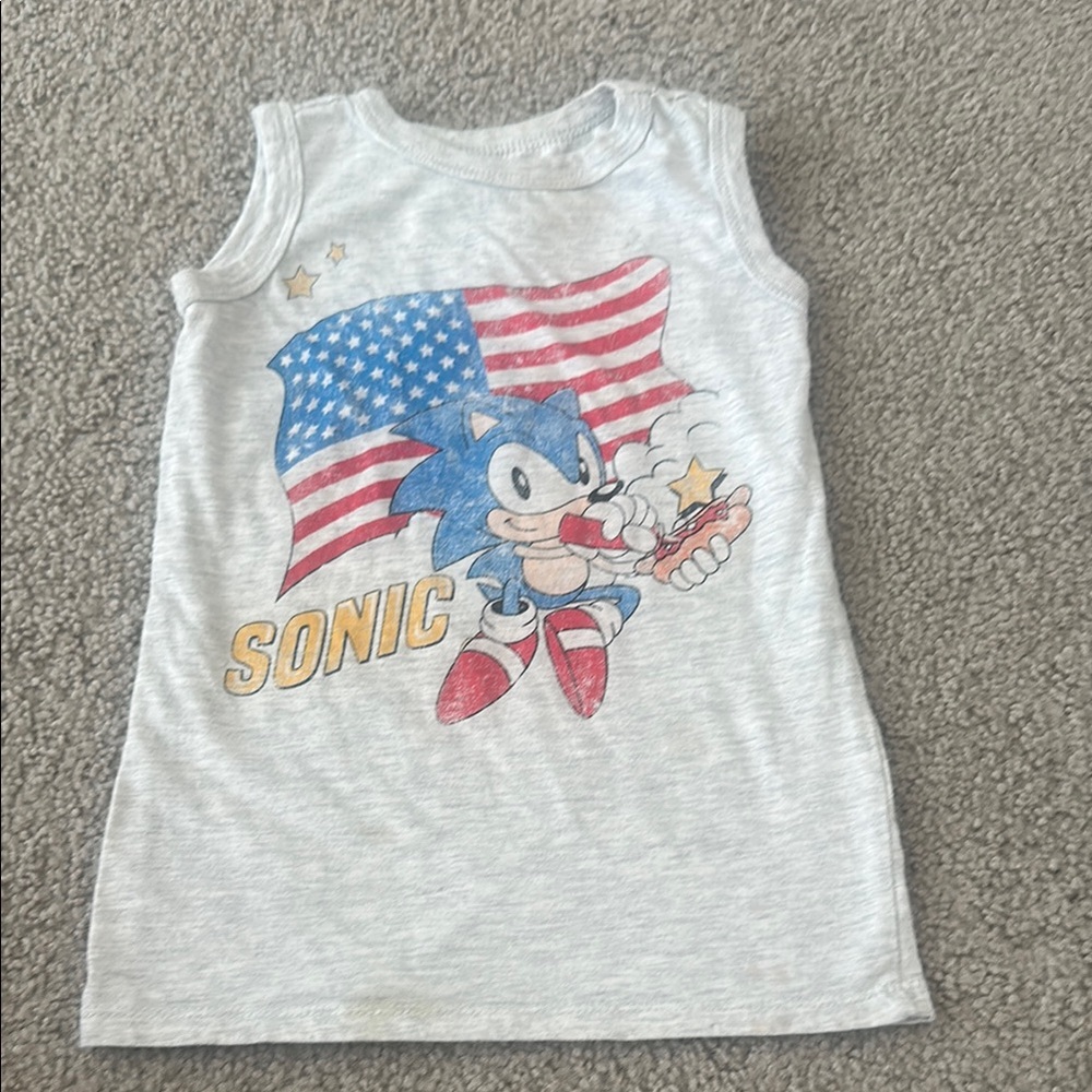Sonic the hedgehog Gray and Red Patriotic Tank Tops
